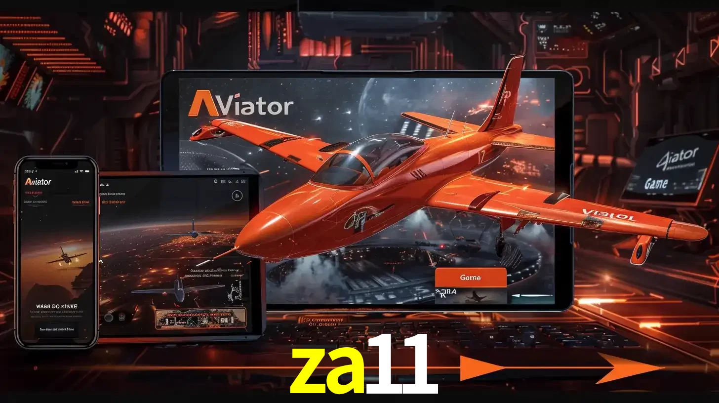 Apresentação tecnológica do jogo Aviator com um avião saindo da tela de um tablet, demonstrando a experiência imersiva em múltiplos dispositivos no za11.